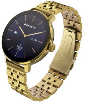 Smartwatch damski Garett Muse stalowy złoty AMOLED 1,19″ + biały pasek (2).jpg